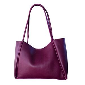 Portland Leather Goods Verona Slouchy Tote Boysenberry Pebbled Leather 14x10x4.5
